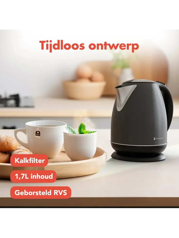 Waterkoker – 1,7L – Titanium Grijs/RVS