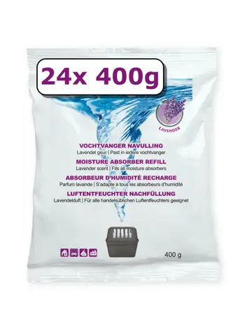 Vochtvanger navulling - 24x - 400 gram - lavendel