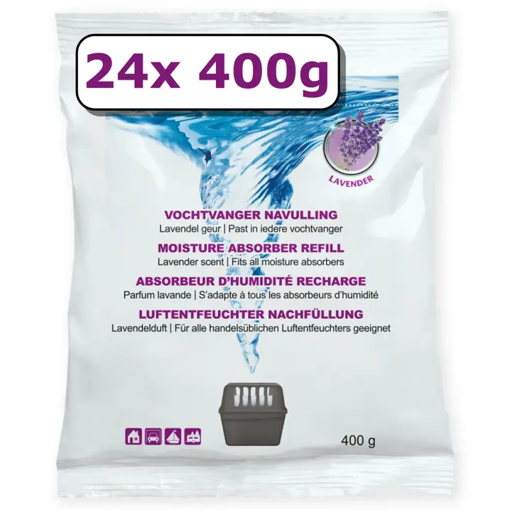 Vochtvanger navulling - 24x - 400 gram - lavendel