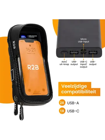 Telefoonhouder Fiets +Powerbank 10000 mAh