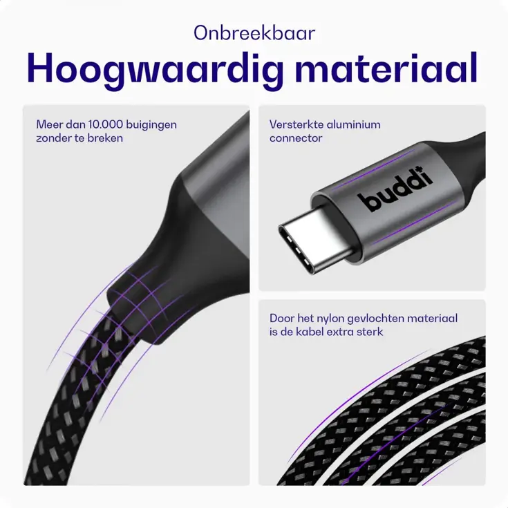 Flex USB-C naar 3.5mm Jack Aux Audiokabel 3M