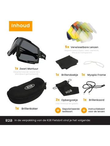Fietsbril met 5 verwisselbare lenzen - sportbril