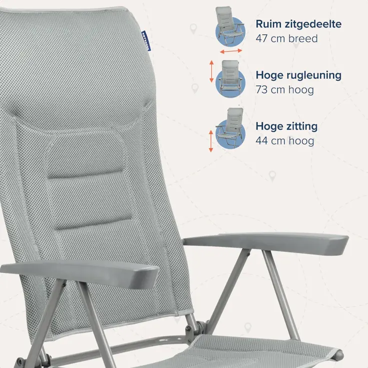 Campingstoel 7 standen – Grijs