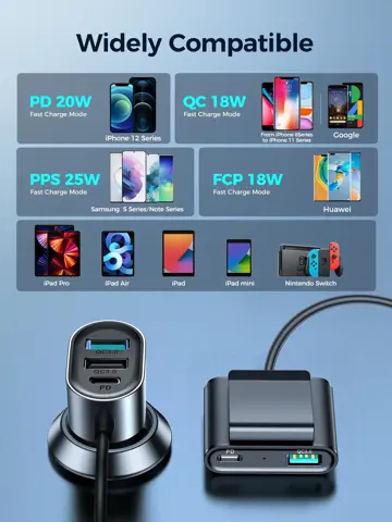 Autolader USB-A / USB-C - Zwart