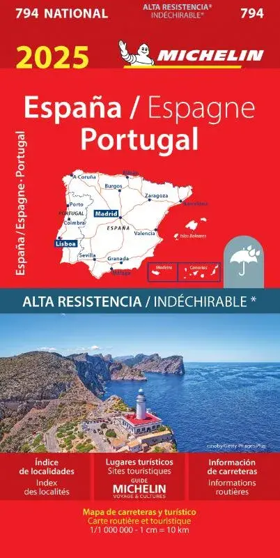 wegenkaart 794 Spanje, Portugal scheurvast 2025