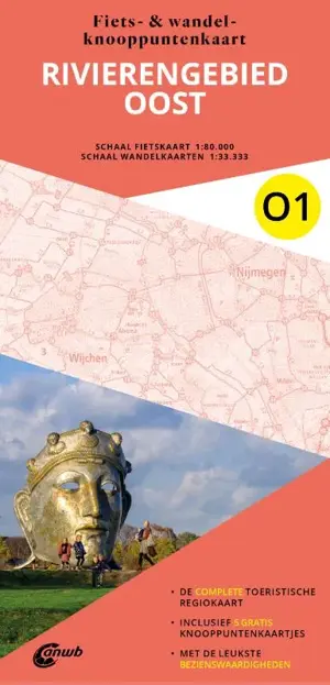 Fiets en wandelknooppuntenkaart O1 Rivierengebied oost