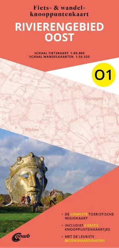 ANWB Fiets en wandelknooppuntenkaart O1 Rivierengebied oost