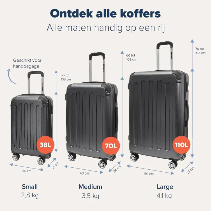 Handbagage Koffer – 38L – Zwart