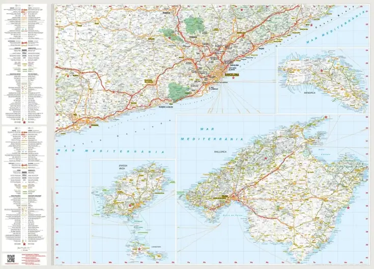 Wegenkaart Costa Brava - Balearen