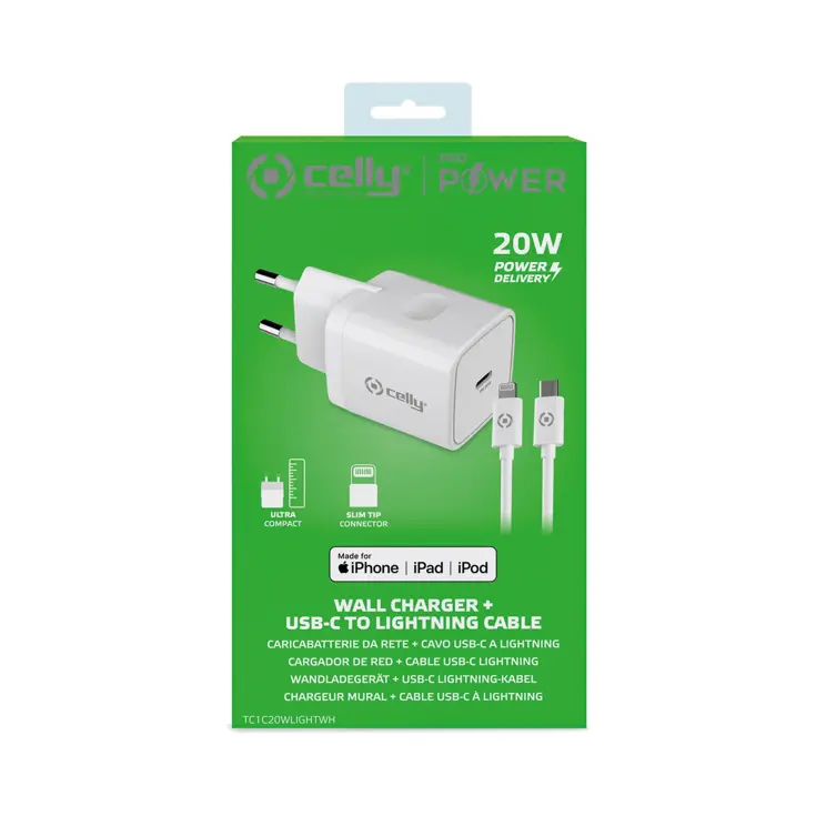 Ultracompacte Thuislader USB-C naar Lightning 20W