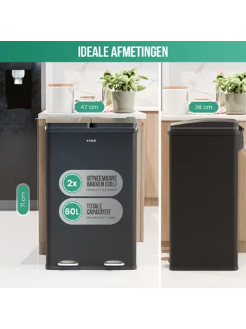 Avalo Prullenbak 2x30L - RVS