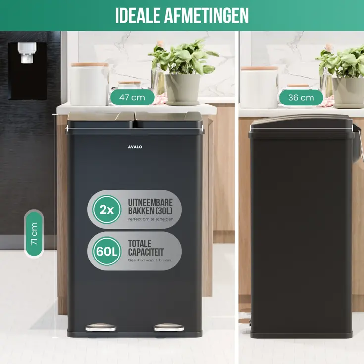 Avalo Prullenbak 2x30L - RVS