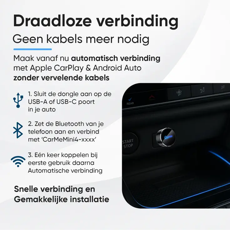 Mini 2-in-1 CarPlay & Android Auto Dongle V3 Rond