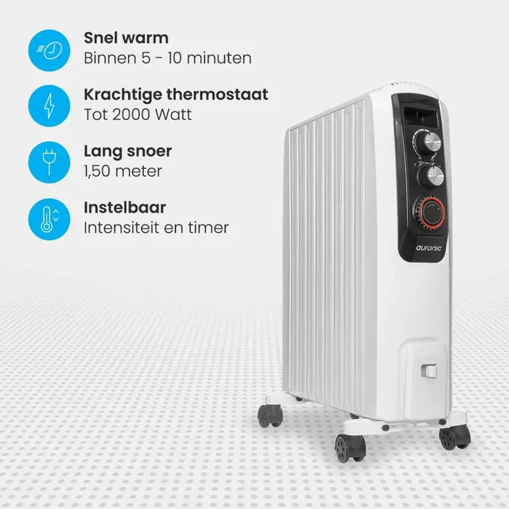 Olieradiator – 2000W – Met thermostaat