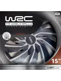 WRC Wieldoppen 15" - zilver/zwart 4 stuks