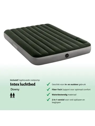Luchtbed - Intex Downy - 2P - 152x203 + Pomp
