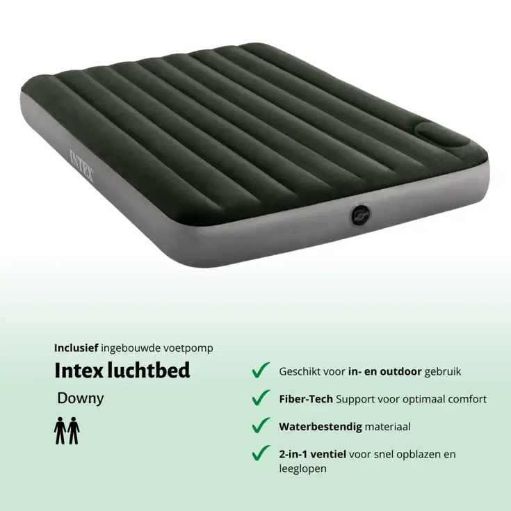 Luchtbed - Intex Downy - 2P - 152x203 + Pomp