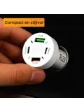 Autolader USB C & USB A - Snellader - Wit