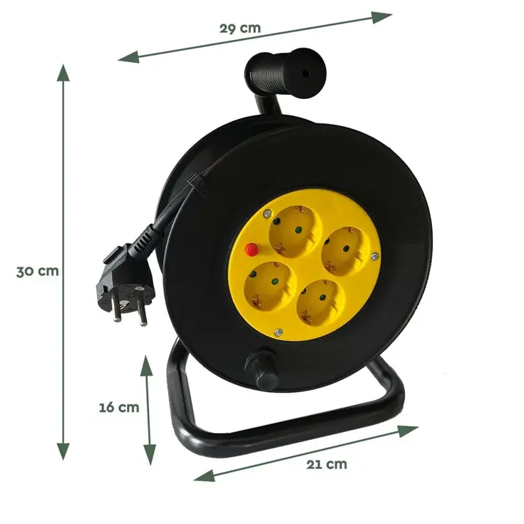 Kabelhaspel Pro 4‑voudig 10 m met randaarde