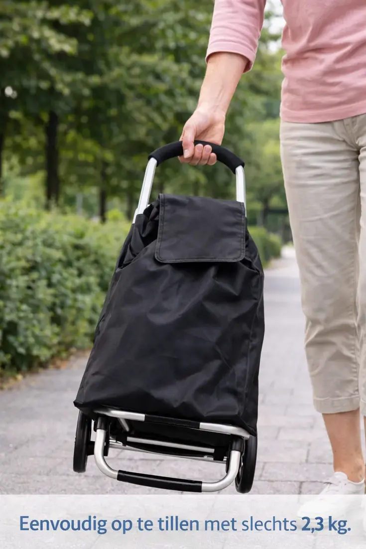 Boodschappentrolley 53L Zwart Met Wielen