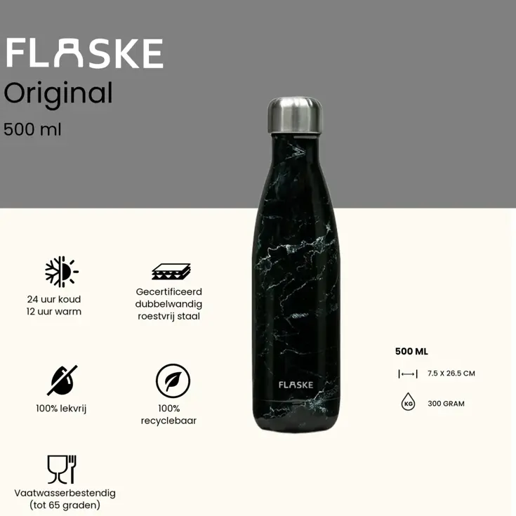 FLASKE 500 ml  RVS Drinkfles