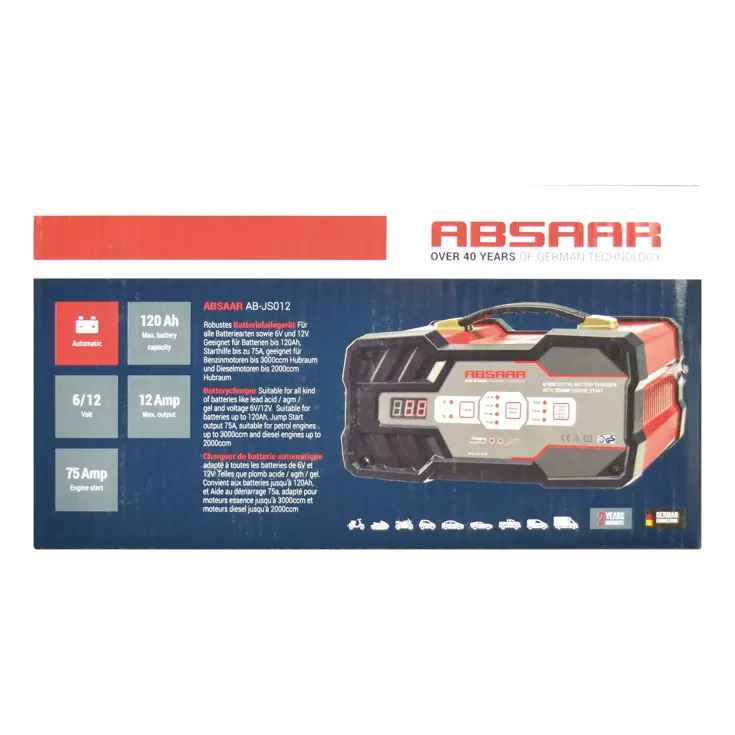 Acculader en Jumpstarter 6V/12V 12A tot 120Ah