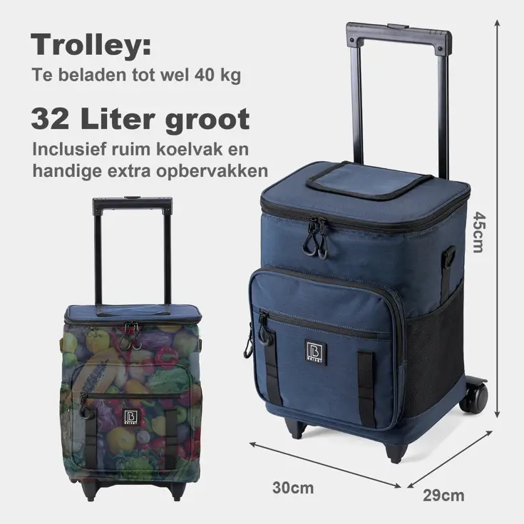 Boodschappentrolley met koelvak 32L