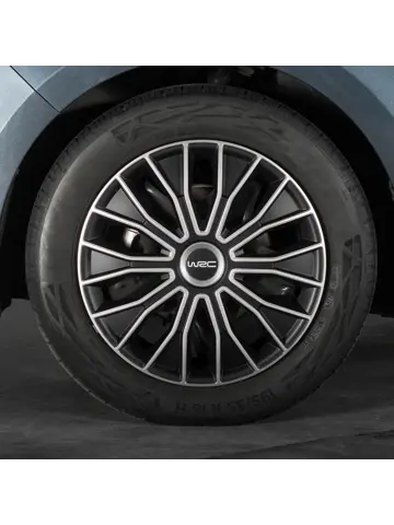 WRC Wieldoppen 16" - zwart/zilver 4 stuks