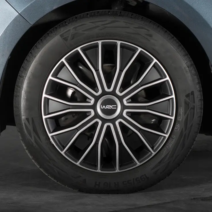 WRC Wieldoppen 14" - zwart/zilver 4 stuks