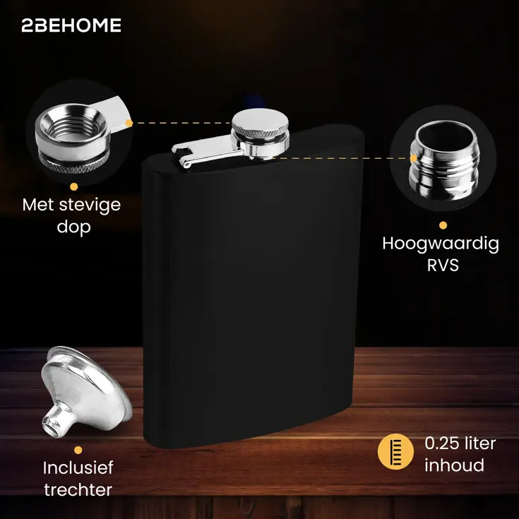 Heupfles met opbergdoos en shotglazen