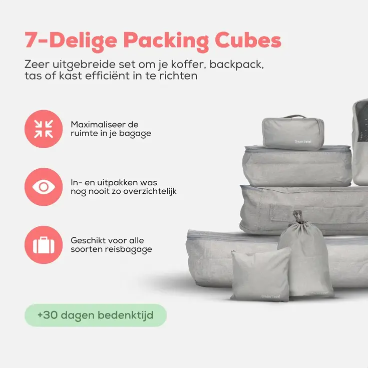 Packing cubes  7 stuks  complete set