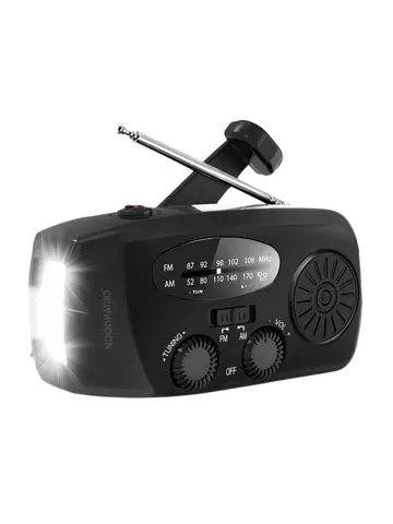 Noodradio® Solar Powerbank Opwindbaar Zwart