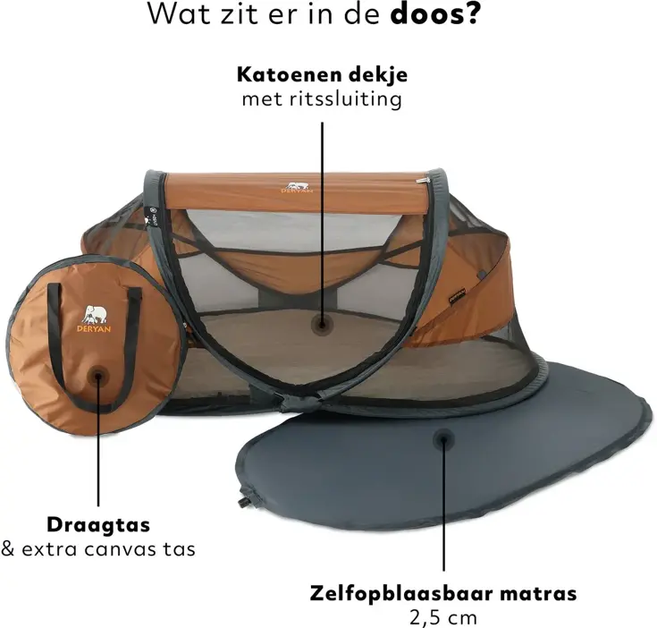 Baby luxe campingbedje - Zelfopblaasbare matras