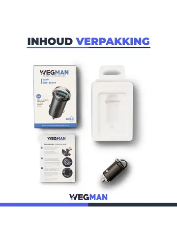 Wegman Autolader 45W 2x USB A Snellader