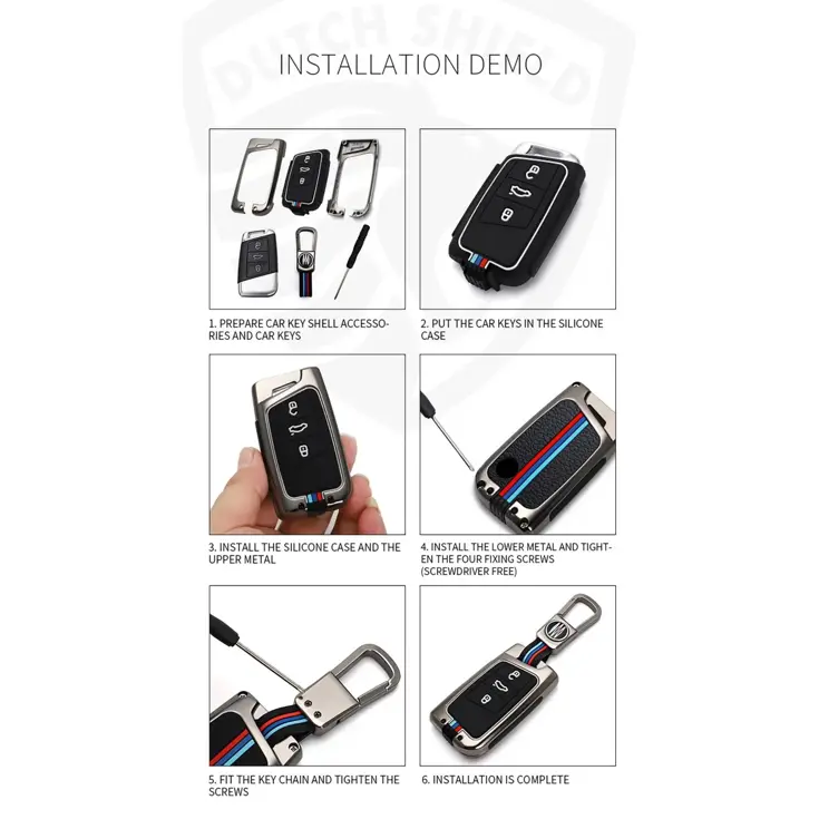 Metalen Sleutelhoesje voor Volkswagen grijs D3