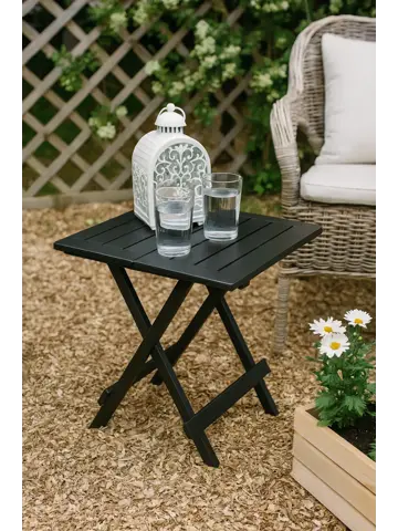 Inklapbare Bijzettafel zwart 43x45 cm
