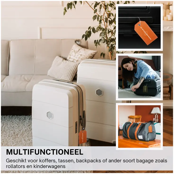 Bagagelabel – 4 stuks – Leer – Roze