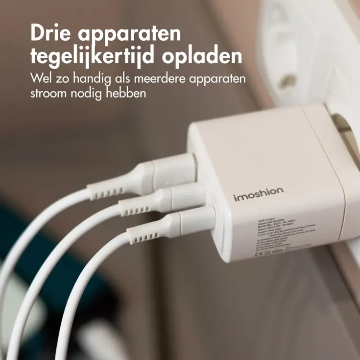 65W Oplader 2x USB-C 1x USB-A