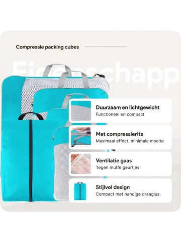 Packing cubes compressie set – 6-delig – Li Blauw