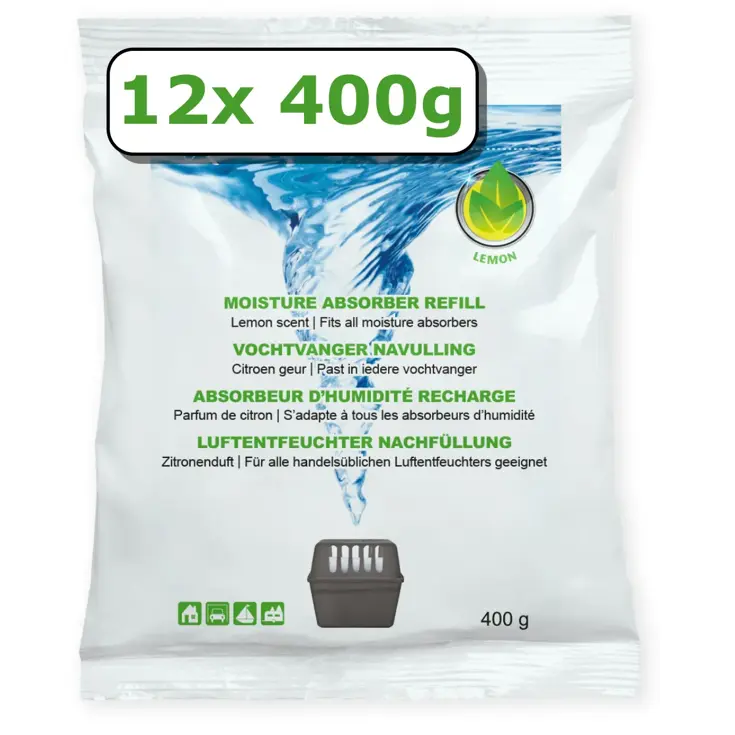 Vochtvanger navulling - 12x - 400 gram - citroen