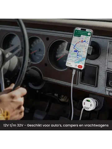 Autolader USB C & USB A - Snellader - Wit