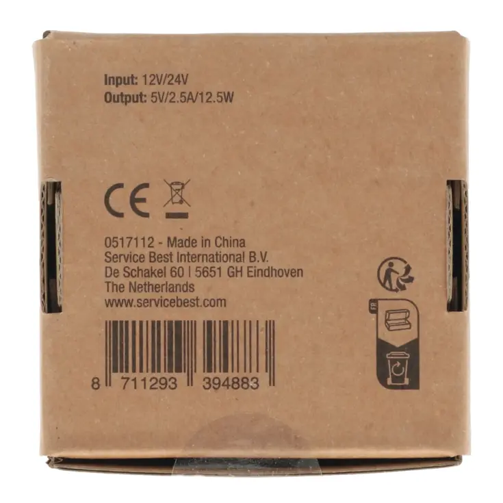 Autolader voor 2 apparaten USB-A + USB-C 2.5A