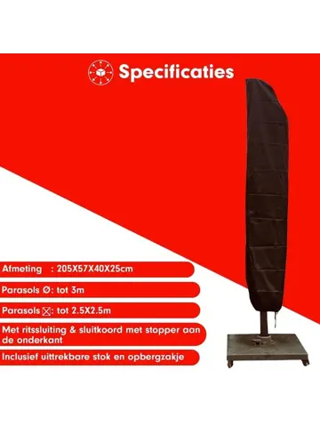 Zweefparasol hoes 205x57x40 cm - Redlabel
