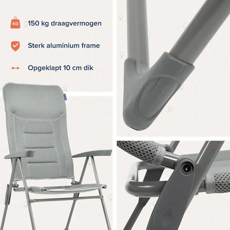 Campingstoel 7 standen – Grijs