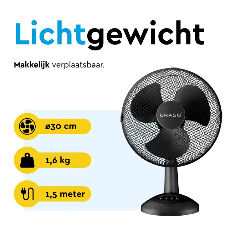 Tafelventilator 30 cm - 3 snelheden - 40 Watt