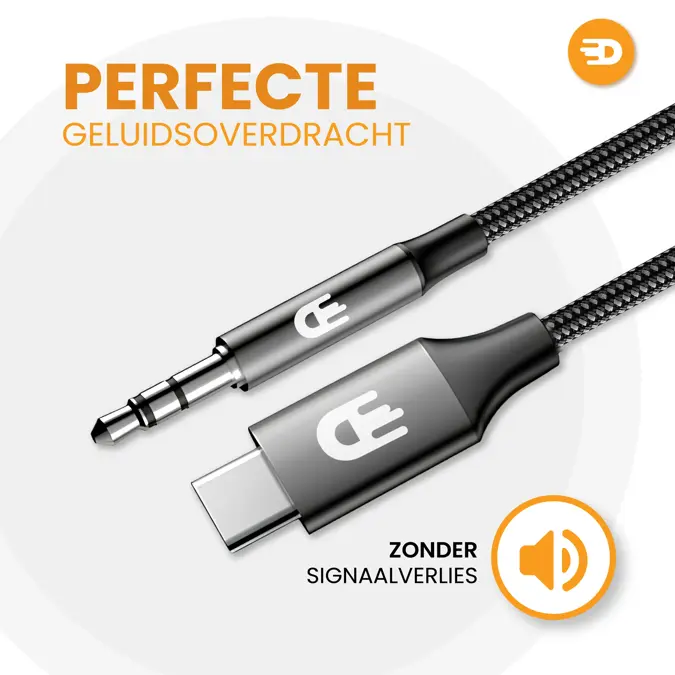 Drivv. USB C Naar AUX Kabel - Nylon - 1 Meter