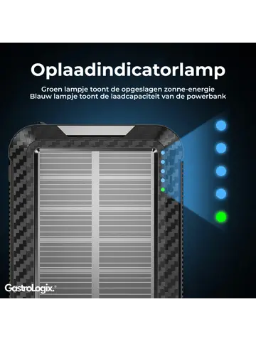 Solar Powerbank Zwart 10.000 mah
