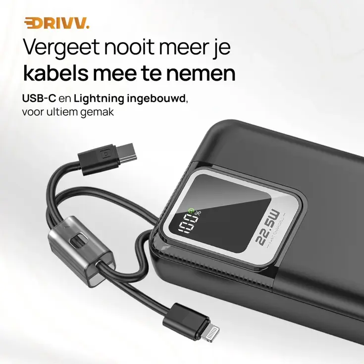 Powerbank met Kabels - 20000 mAh