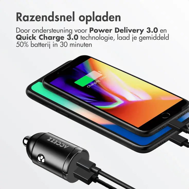 Autolader - 1x USB-C & 1x USB - 65W