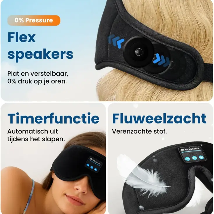 Slaapmasker Bluetooth - Zwart - PurelyGoods